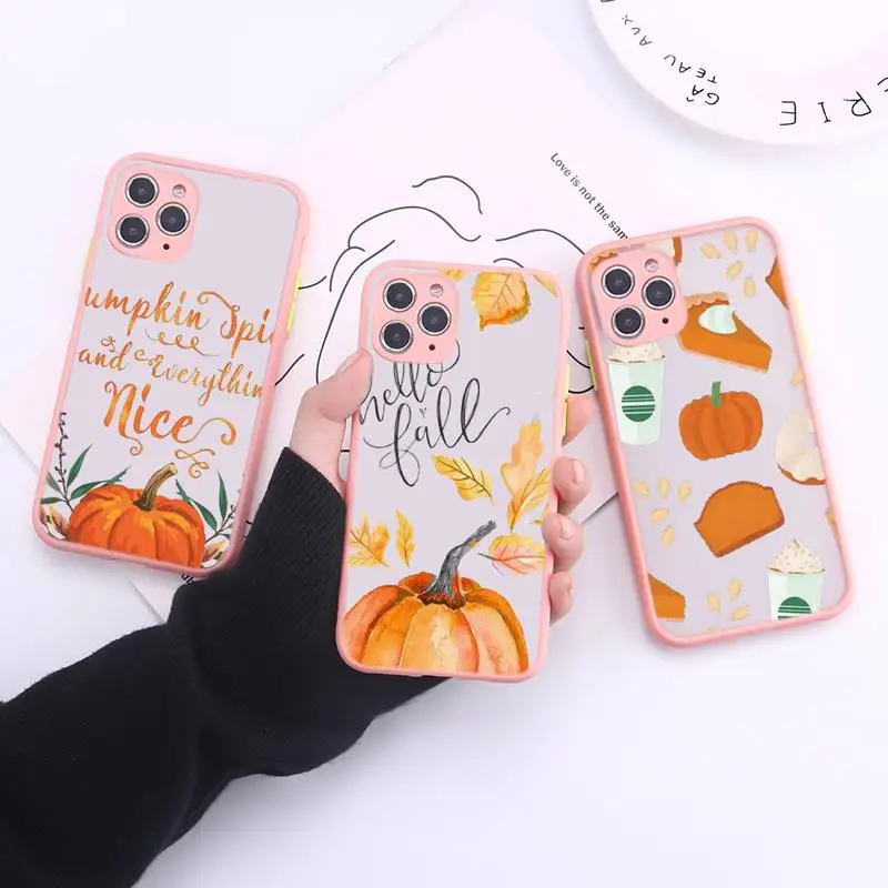 

Pumpkin Happy Fall Phone Case Transparent Matte For IPhone 7 8 11 12 S Mini Pro X XS XR MAX Plus Cover Shell