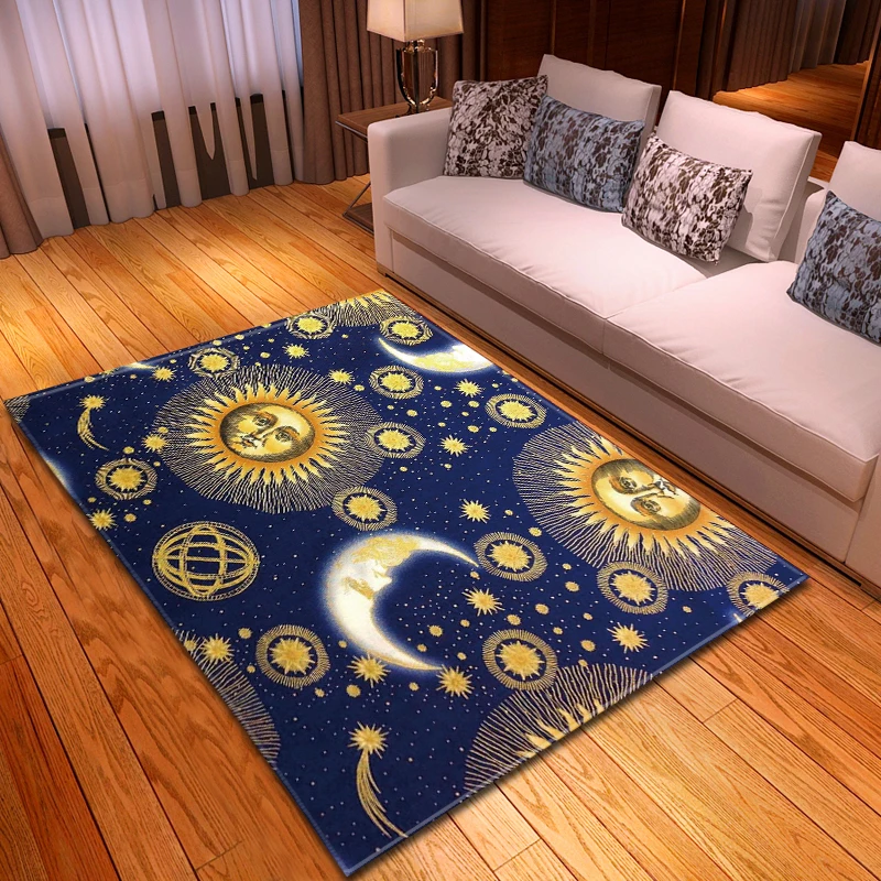 

Modern Decor Carpet Sofa Area Rug Sun God Pattern Shoebox Mat Decor Bedside Kitchen Rug Children Play Carpets for Living Room