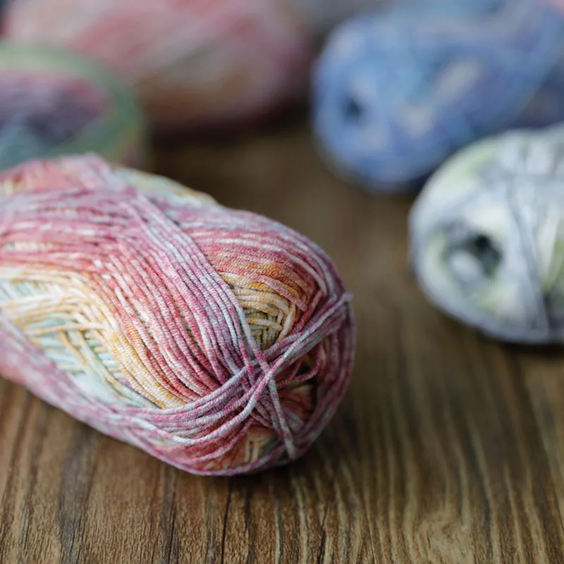 Молочный хлопок сегментная окрашенная пряжа яркий цвет Радужный спрей в горошек