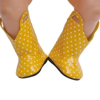 43 cm baby dolls shoes newborn yellow polka dot rain boots baby toys fit american 18 inch girls doll g60