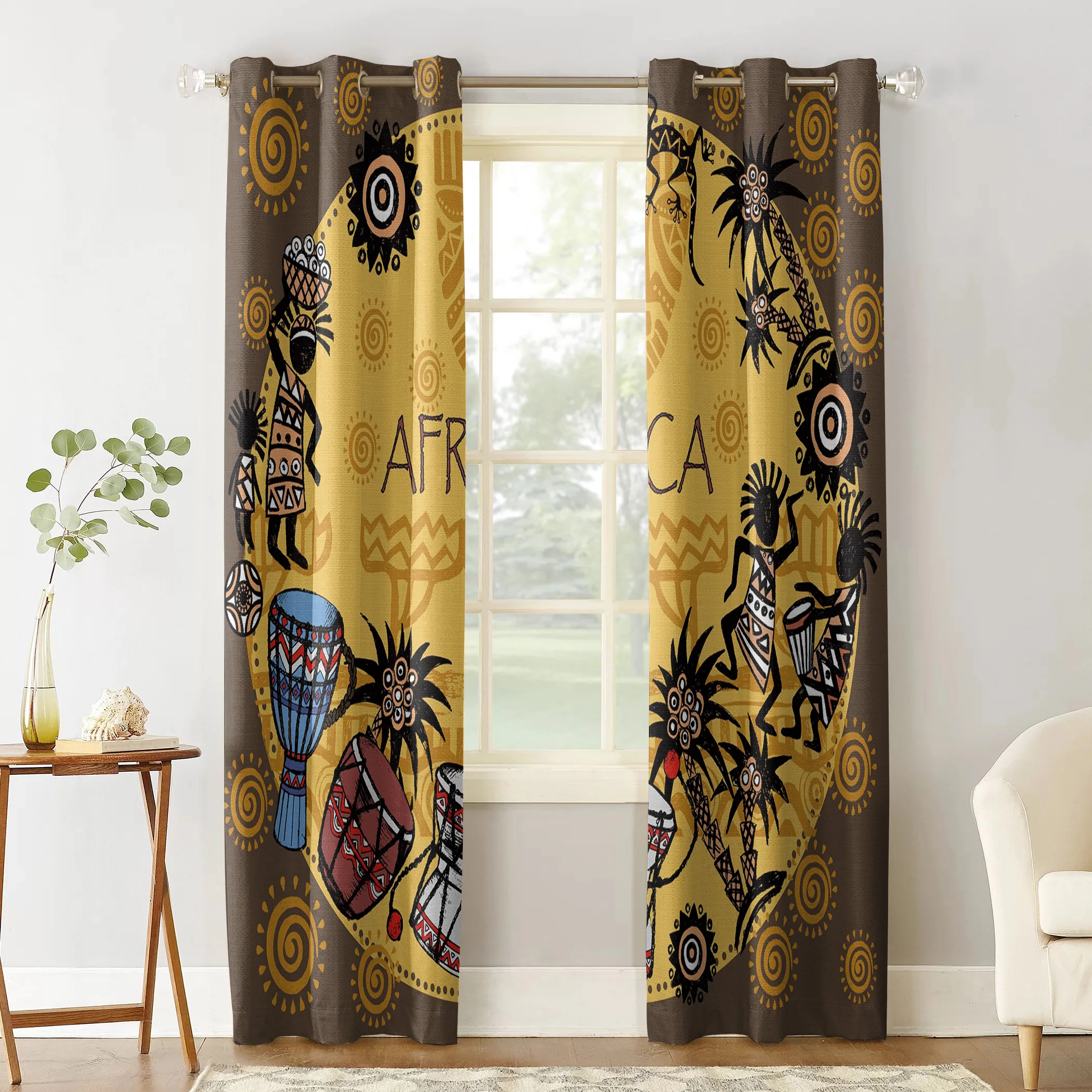 Banner African Retro Style Disc Record Window Curtains Living Room Curtain Home Decor |