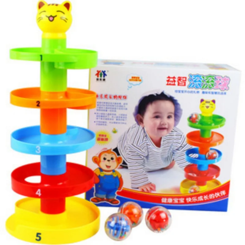 5 слойная Вращающаяся башня сделай сам с шариком медведем из мультфильма