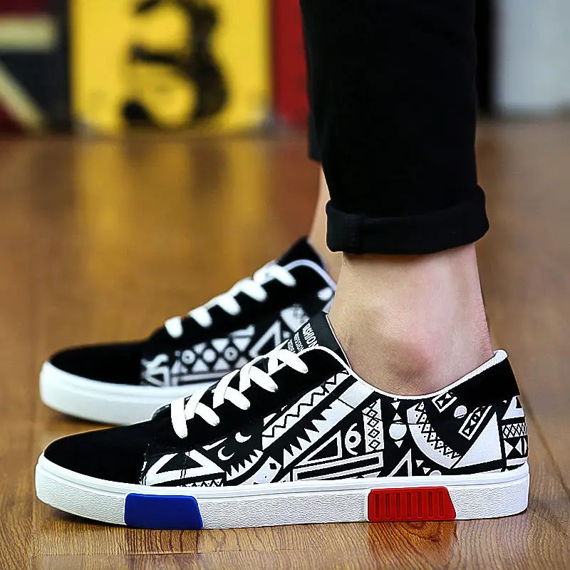 Новинка Мужская Вулканизированная Обувь На Шнуровке Модная парусиновая обувь с