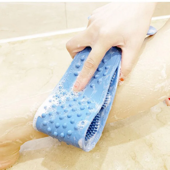Body Wash Silicone Body Scrubber Belt Double Side Shower Exfoliating Belt Removes Bath Towel DC156