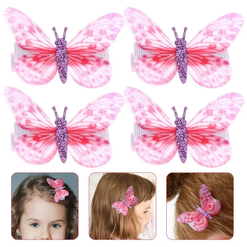 

1 x Set of 4 Girl Hair Clips Butterfly Shape Fairy Headdress Accessories