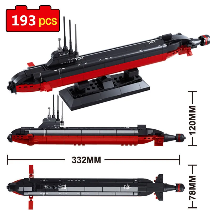 193 шт. Военная военно-морская строительные блоки Атомная подводная лодка кирпичи
