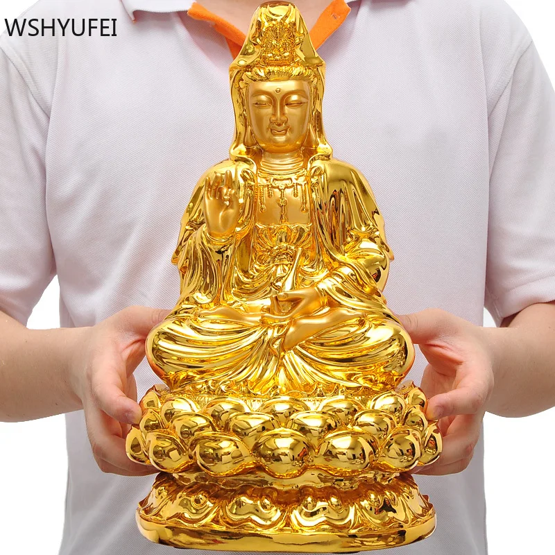 

Chinese Guanyin Buddha Statue Resin Home Ornaments Living Room Crafts Decorations Shop Desktop Decor Feng Shui Opening Gifts