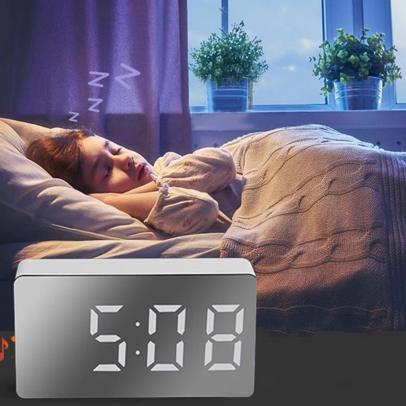 

Led Digital Alarm Clock Mirror Display Clock Night Lights Electronics Clock Lamp Desk Bedroom Decor Travel ​reloj despertador