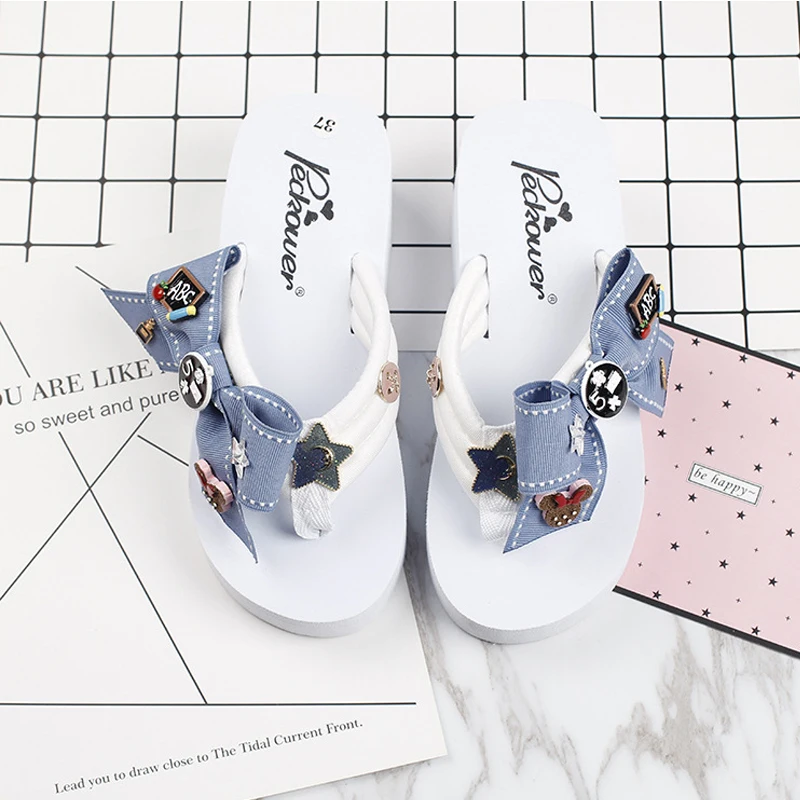 Fashion New Beach Slides Sandals Women 2021 Wedges Butterfly-Knot Ladies Slippers Platform Sandals Women's Summer Flip Flops
