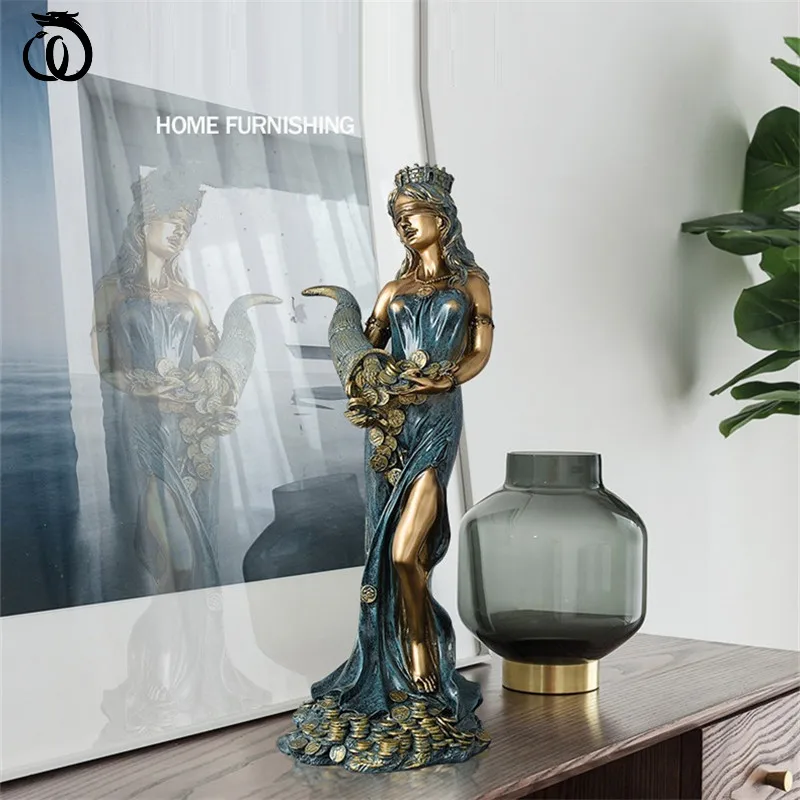 

Goddess Fortune Home Decor Antiquity Lucky Beauty Lady Art Sculpture Women Character Statue Resin Craft European Decoration Gift
