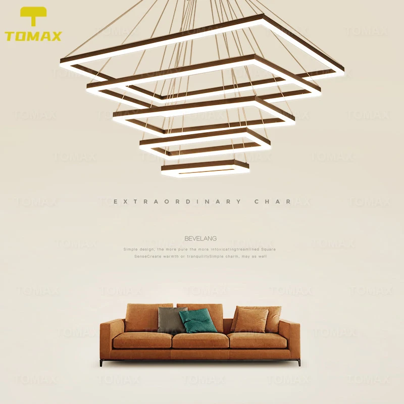 

[1 Year Warranty]5Layers LED Pendant Light for Living Room Staircase Light Luxury Modern Square Ceiling Flush Mount Hanging Lamp