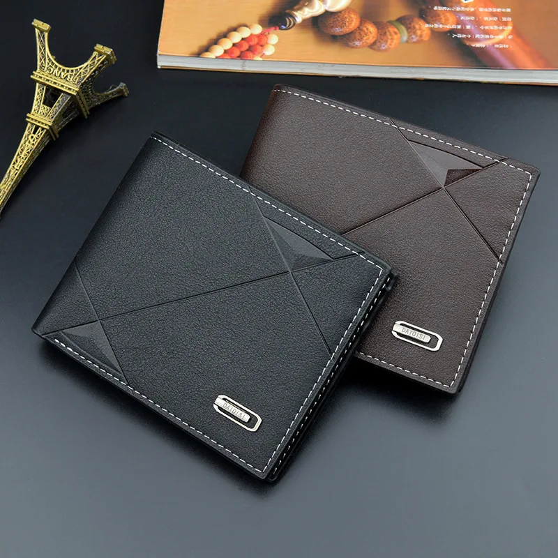 

New men's wallet Short Doka fashion Leisure Wallet Young men thin Three fold Horizontal section Soft wallet