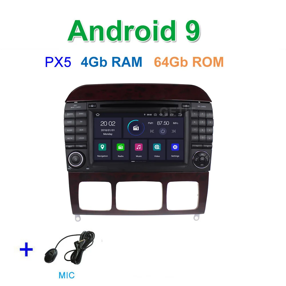 PX5 4G-RAM 64G-ROM DSP 64G PX6 Android 9 Автомобильный DVD стерео радиоплеер gps для Mercedes Benz S Class W215 W220 S320 S400 S420 S430 S280 S350 - Цвет: PX5 4G-RAM 64G-ROM