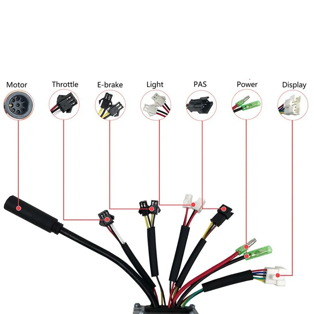 

36 /48V KT25A Ebike Sine Wave Controller With Light Line For 750W Brushless Motor E-bike Programmer 12A Compact Light Controller