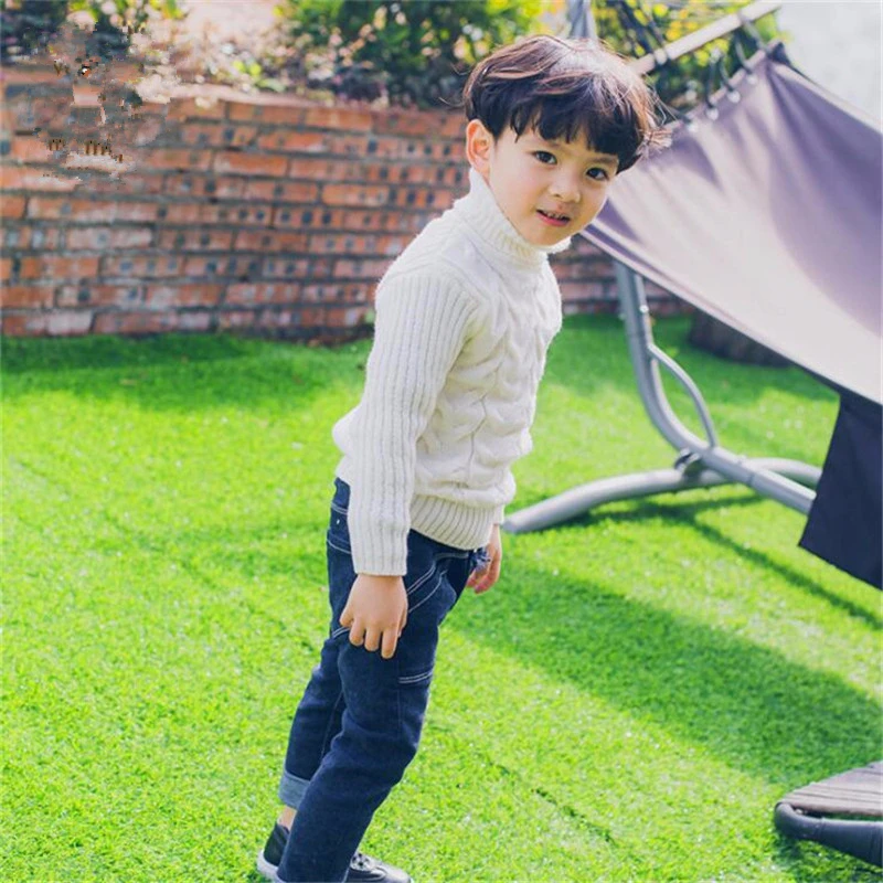 Winter Warm Children's Boys Sweater Turtleneck Knitted Stretch Bottoming Shirt for Girls Tops Clothes