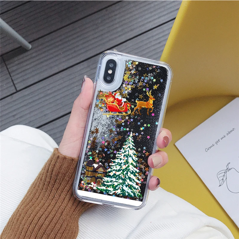 3D воздушная подушка зыбучий песок жидкая Рождественская елка чехол для телефона