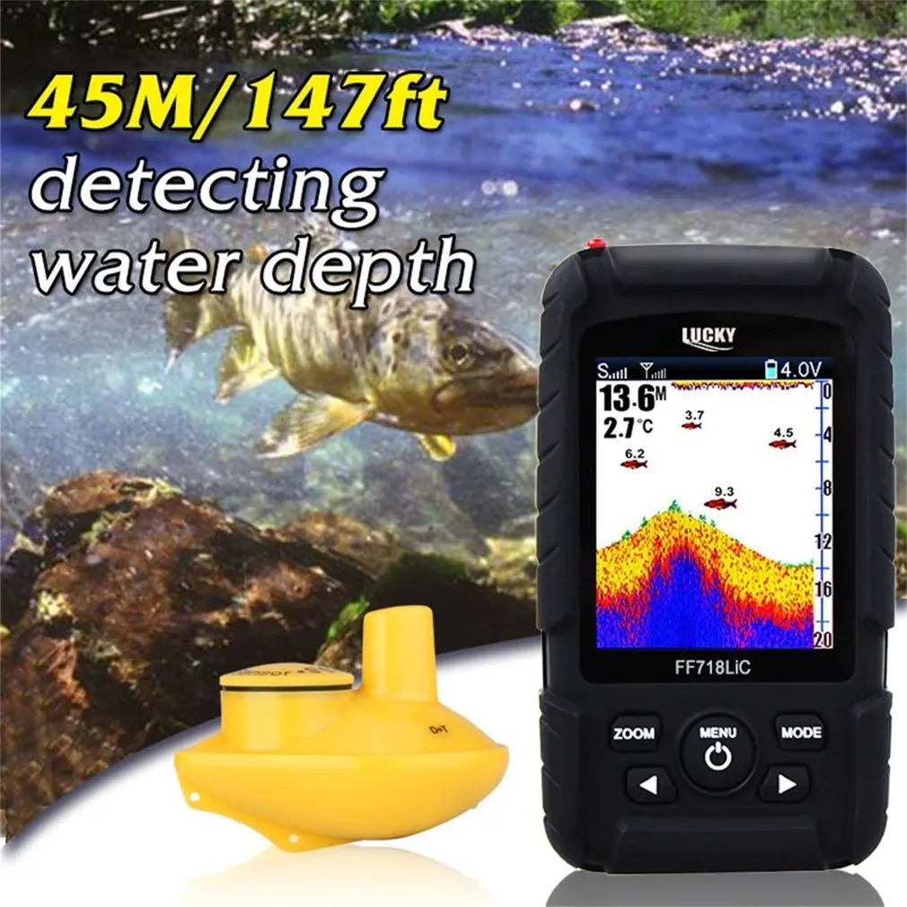 

FF718LIC-WLA Fish Finder Wireless Fishfinder Fishing Sonar 45M/147Feet Depth Sounder Echosonda Echolot Echo Sondeur Deeper New