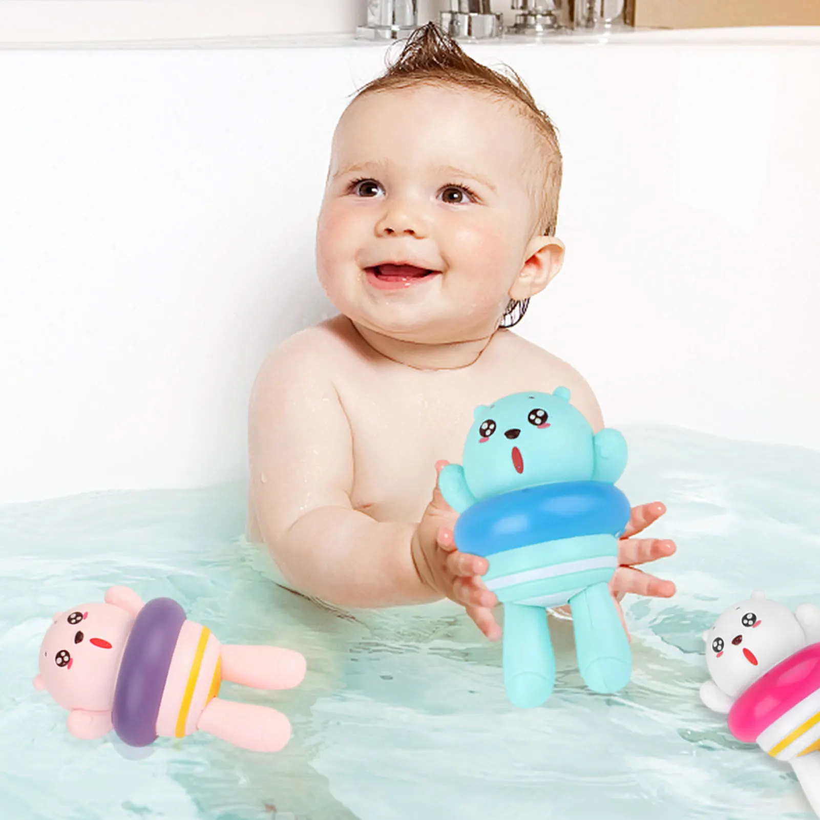 

Hot Bear Swimming Water Toys Colorful Soft Floating Rubber Bear Bathing Toy For Baby Bath Toys