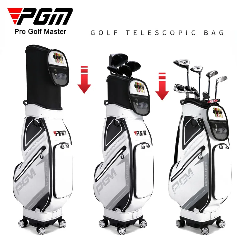 PGM Golf Club Bag Patent Standard Package Men's Aviation Ball Bag Waterproof Telescopic Bag Flat Push Four Wheels 360° Rotation