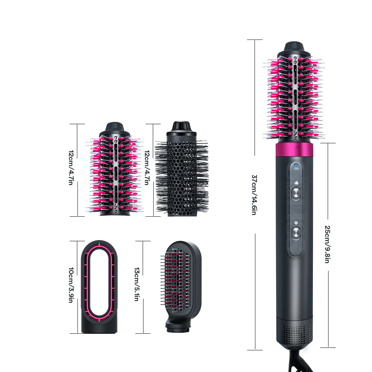 

Electric Hot air Brush Dryer Negative Ionic Blow High Speed Hairdryer Hot Cold Salon Blower Comb 3-Gears Temeperature Wind Dryer