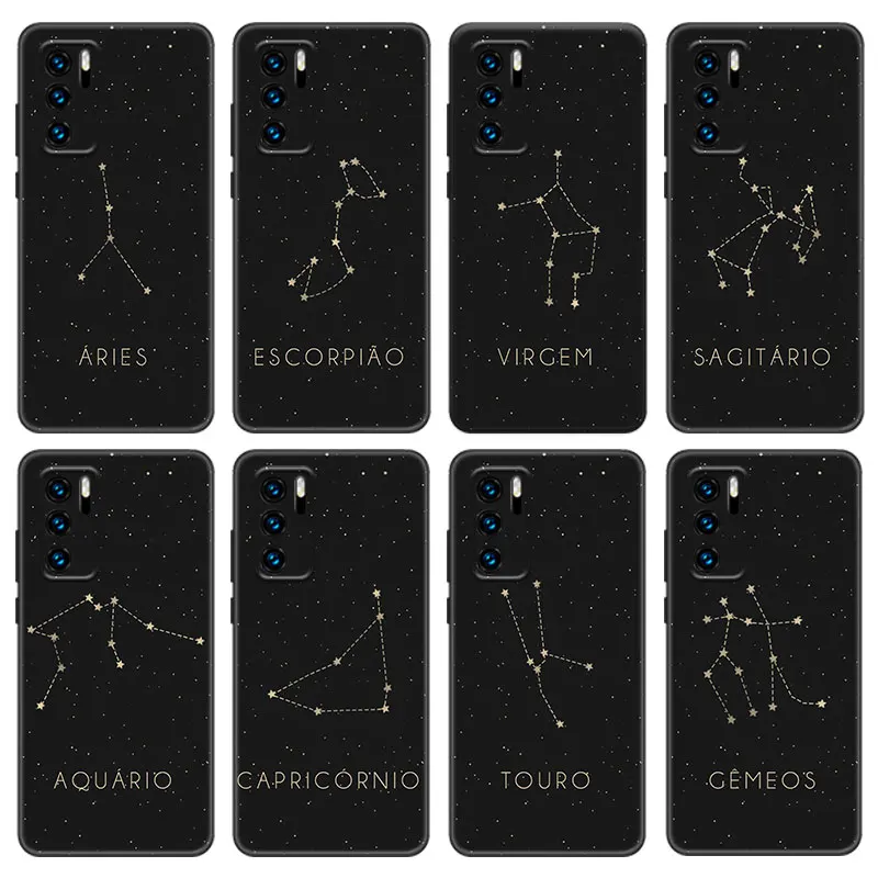 

Twelve constellations Case For Huawei P50 P40 P30 P20 Pro P10 P9 P8 Lite 2017 P Smart Z S 2021 2020 Pro 2019 2018 Black Cover