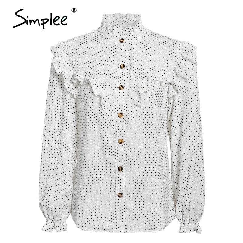 Simplee элегантная женская блузка с оборками и круглым вырезом Весенняя белая