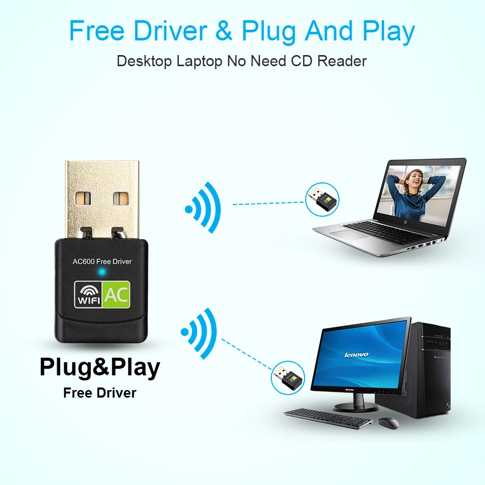 Бесплатный драйвер USB Wifi адаптер 600 Мбит/с Wi fi адаптер 5 ГГц антенна USB Ethernet ПК Wi-fi адаптер Lan Wifi ключ AC Wifi приемник