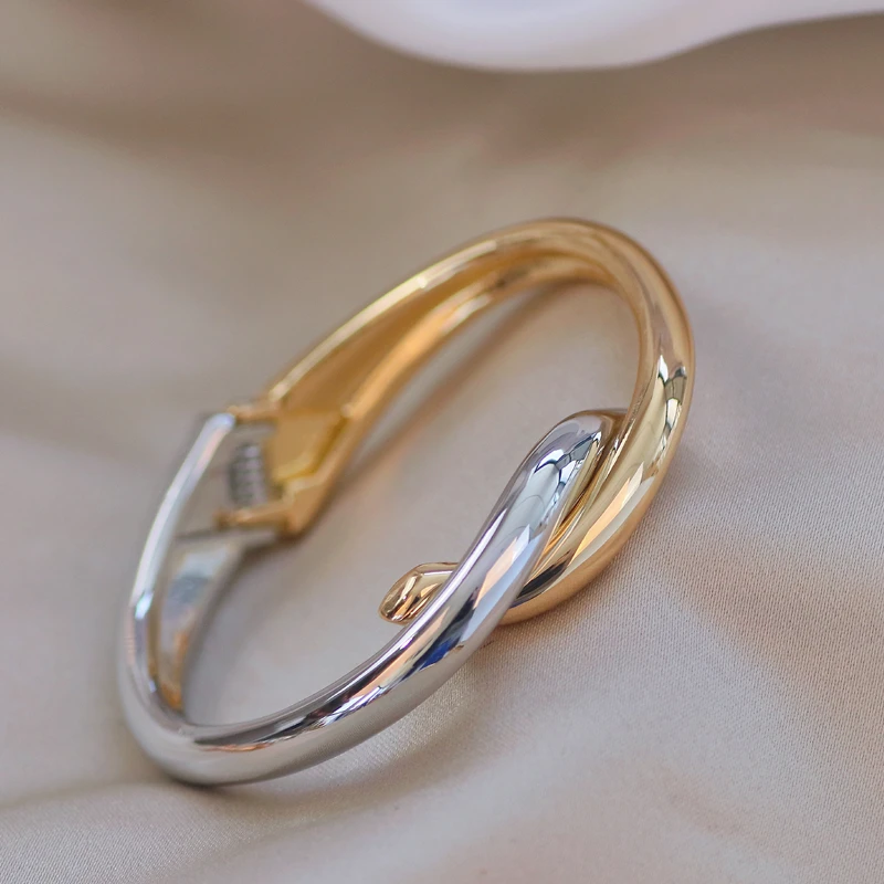 Новый дизайн простой металлический Открытый браслет геометрической формы для