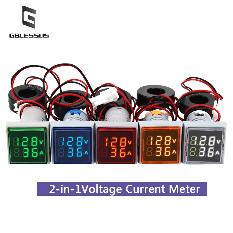 Измеритель напряжения и тока 2-в-1 220 В Точное обнаружение цифровой светодиодный