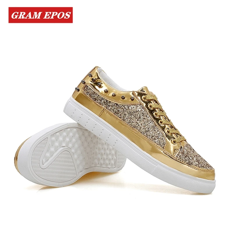 Новые женские золотые блестящие кроссовки Женские туфли лодочки Женская Новая