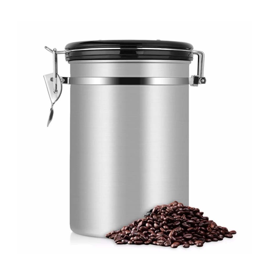Airtight Coffee Tea Storage Container Can Stainless Steel Canister With Scoop Bottles & Jars  Дом и