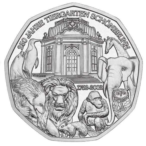 

Austria 2002 The 250th Anniversary of the Vienna Zoo 5 Euro Commemorative Silver Coin Unc 100% Original Coins Real Euro Coin