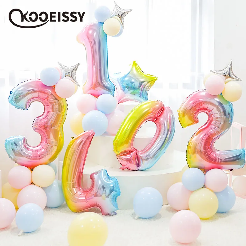 Воздушный шар из фольги с градиентными цветами в виде букв ко дню