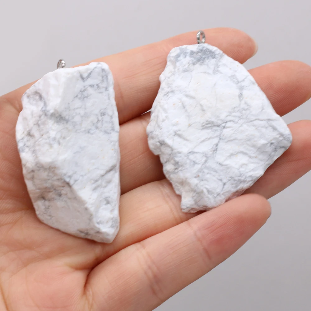 

Natural Stone Gems Rough Gravel White Turquoise Pendant Handmade Crafts DIY Classic Charm Necklace Jewelry Accessories Gift Make