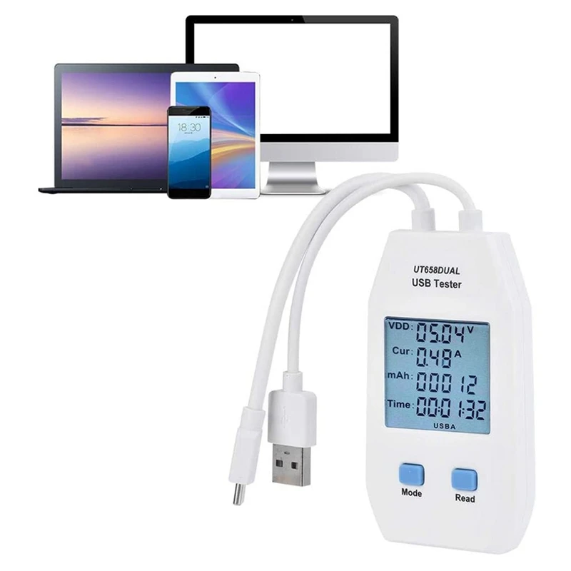 

USB Tester, UNI-T LCD USB Tester Detector Voltmeter Ammeter Digital Power Capacity Tester Meter(UT658 Dual)