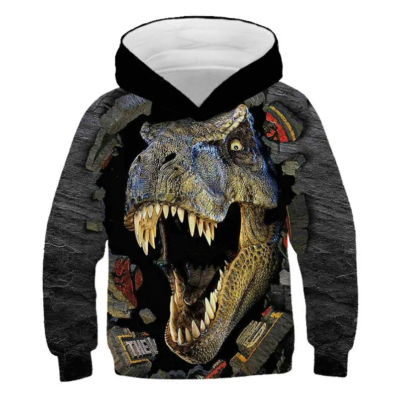 

Dinosaur sweatshirts for boys and girls, children's animal fashion cartoon sweater, 3D printed cartoon children's Hoodie Top