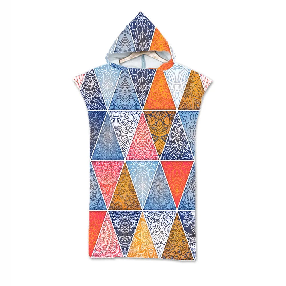 

Colorful geometric print beach towel cape hooded bath towel