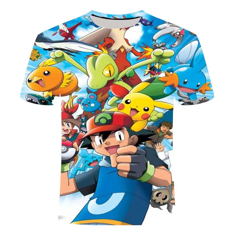 

2021 Hip Hop Harajuku Pokemon Casual Clothing Animation 3d Digital Print T-Shirt Unisex Casual Tops Gym T-shirt