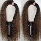Кудрявые кудрявые Омбре U часть парик человеческих волос для черных женщин бразильские Remy Омбре кудрявые человеческие волосы парик темно-коричневый цвет 1b #4 #