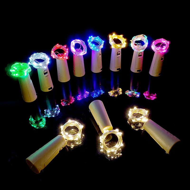 

RGB AG13 Button Battery Garland LED Color Christmas Wedding Decoration Copper Wire Lamp String Wine Bottle Stopper Fairy Lights