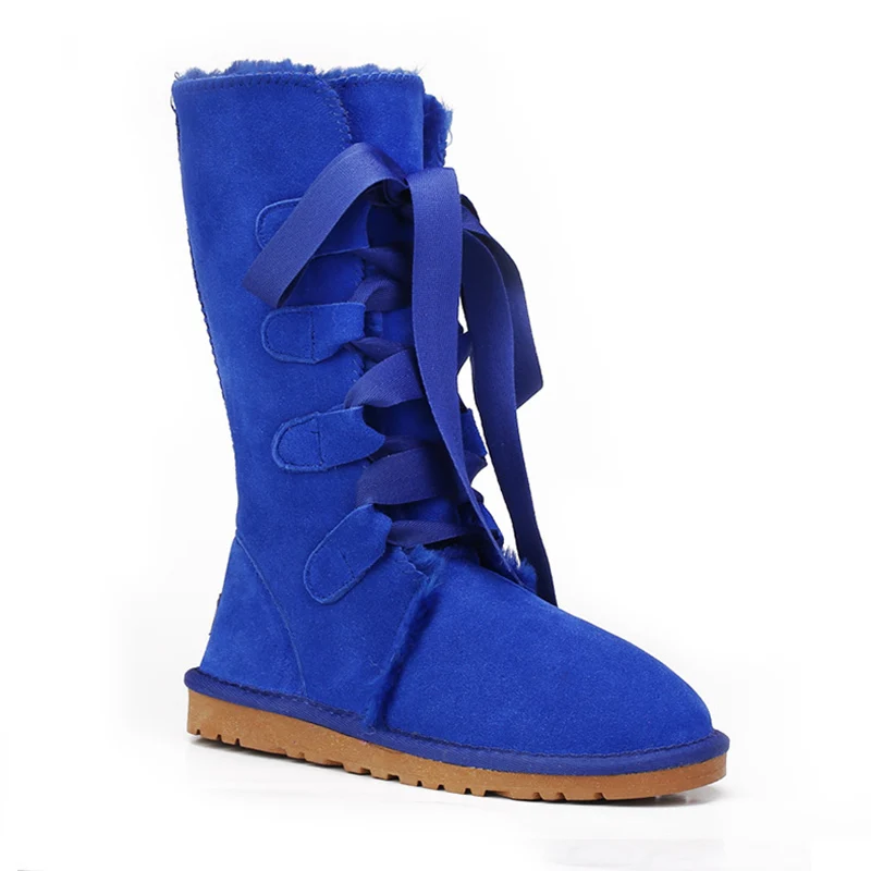Royal blue UVWP; ; Лидер продаж; женские зимние сапоги; высокие сапоги из натуральной кожи; теплые зимние сапоги; женская обувь - Цвет: Royal blue