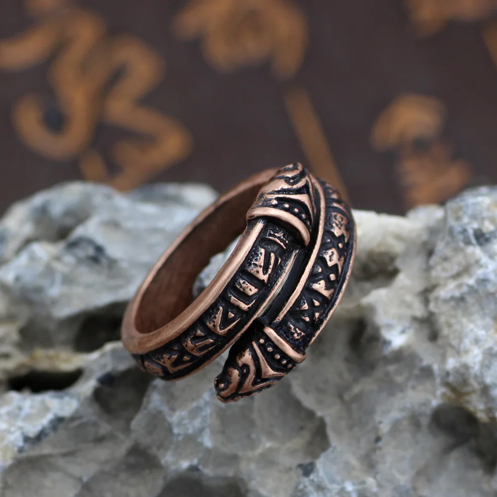 Мужское кольцо в стиле панк регулируемое ювелирное украшение виде руны дракона