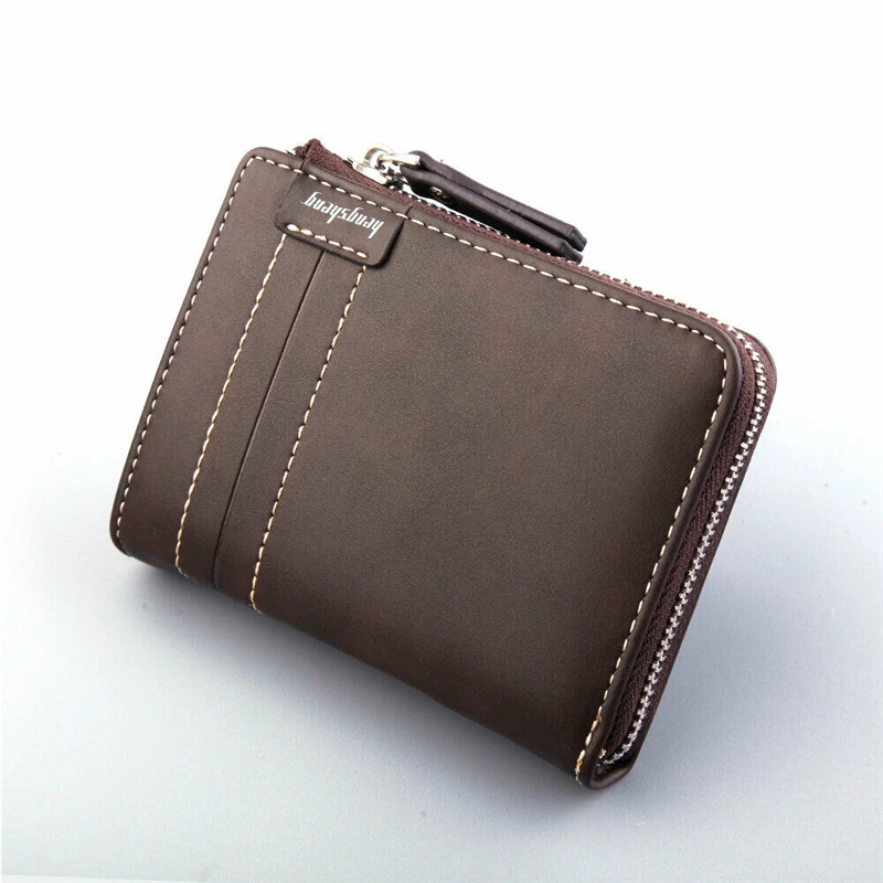 Titular do Cartão de Crédito Carteiras de Bolso Carteira Masculina Couro Rfid Bloqueio Zíper Fino