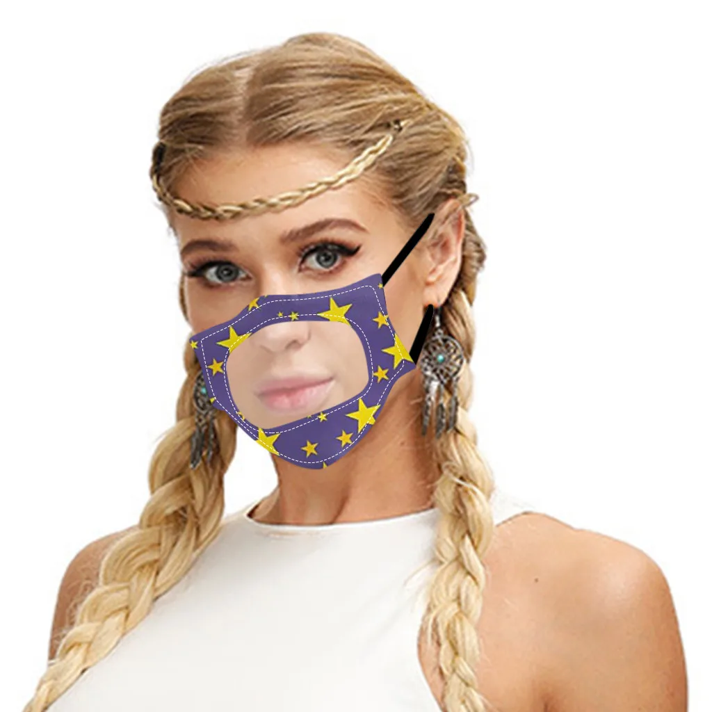5 шт. маска для лица со смайликом с прозрачным окном виниловая чтения губ