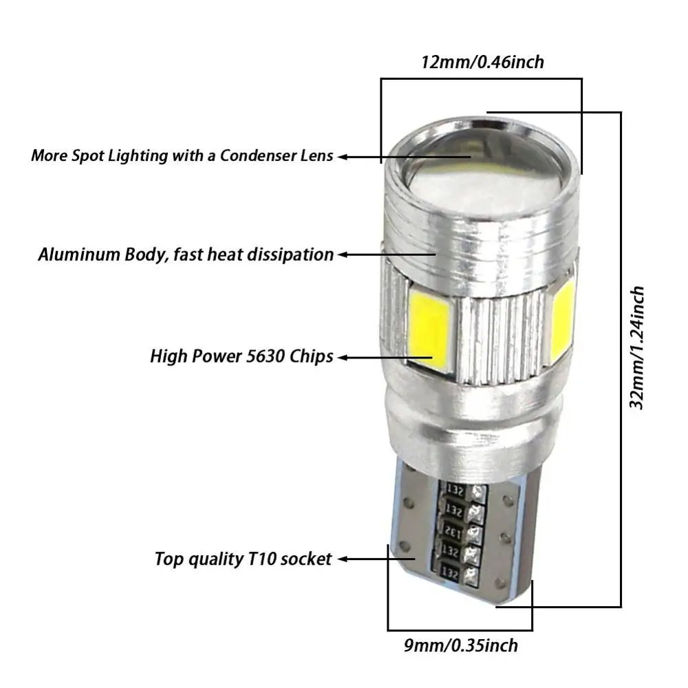 4 * T10 lapada светодиодный W5W canbus без ошибок 6 SMD 5630 5730 свет Wedge Bulb Стоянкы Автомобилей