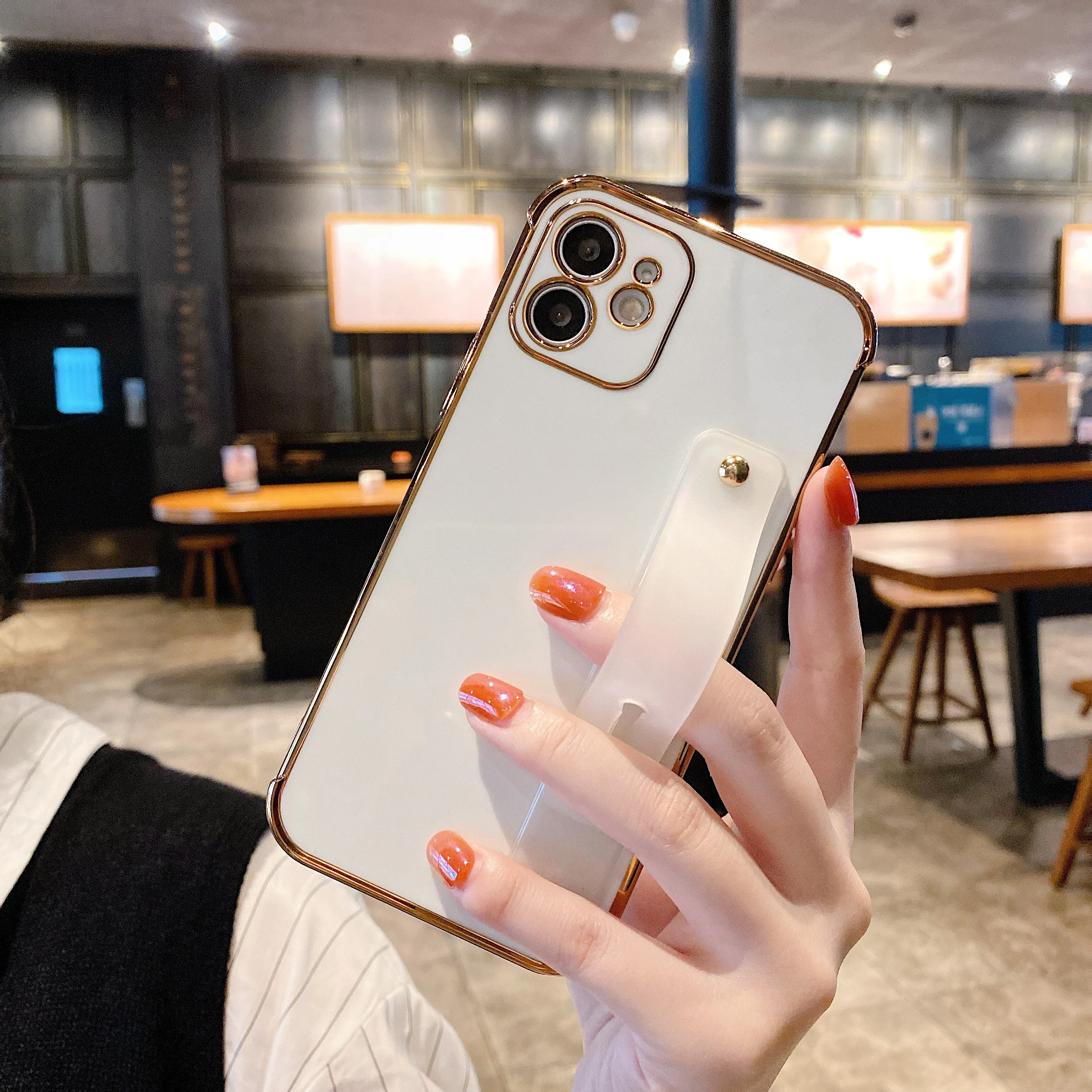 Металлическая окантовка наручный ремешок к чехлу для iPhone 12 11 Pro Max 8 плюс сплошной