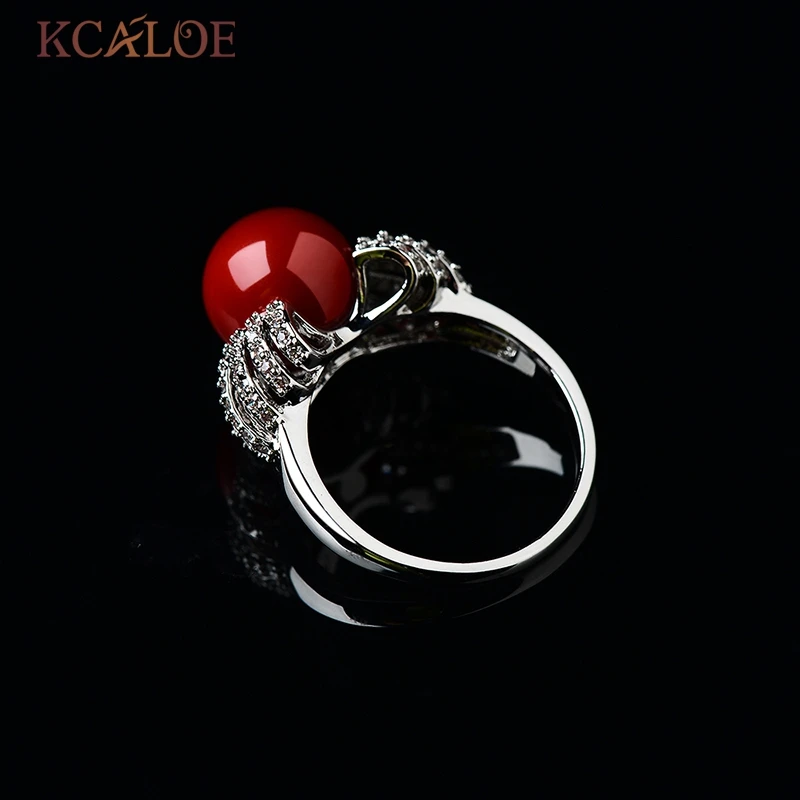 KCALOE Кольцо Для Женщин Красные Кольца с Имитацией Коралла Позолоченные