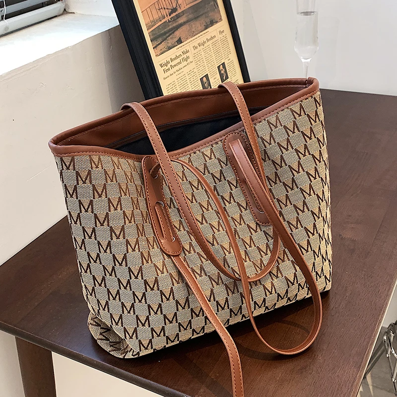 

Letter Pattern PU Leather Women's Big Tote Luxury Ladies Handbags and Purses Designer Shopper Shopping Shoulder Bags