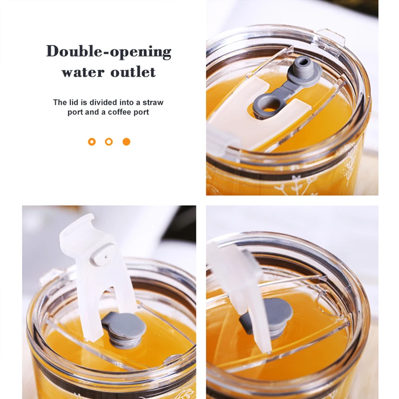 SENDIAN High-temperature Resistant Large-capacity Glass Water Cup With Printing Straw 2021 Office Home Kitchen Accessories | Дом и сад