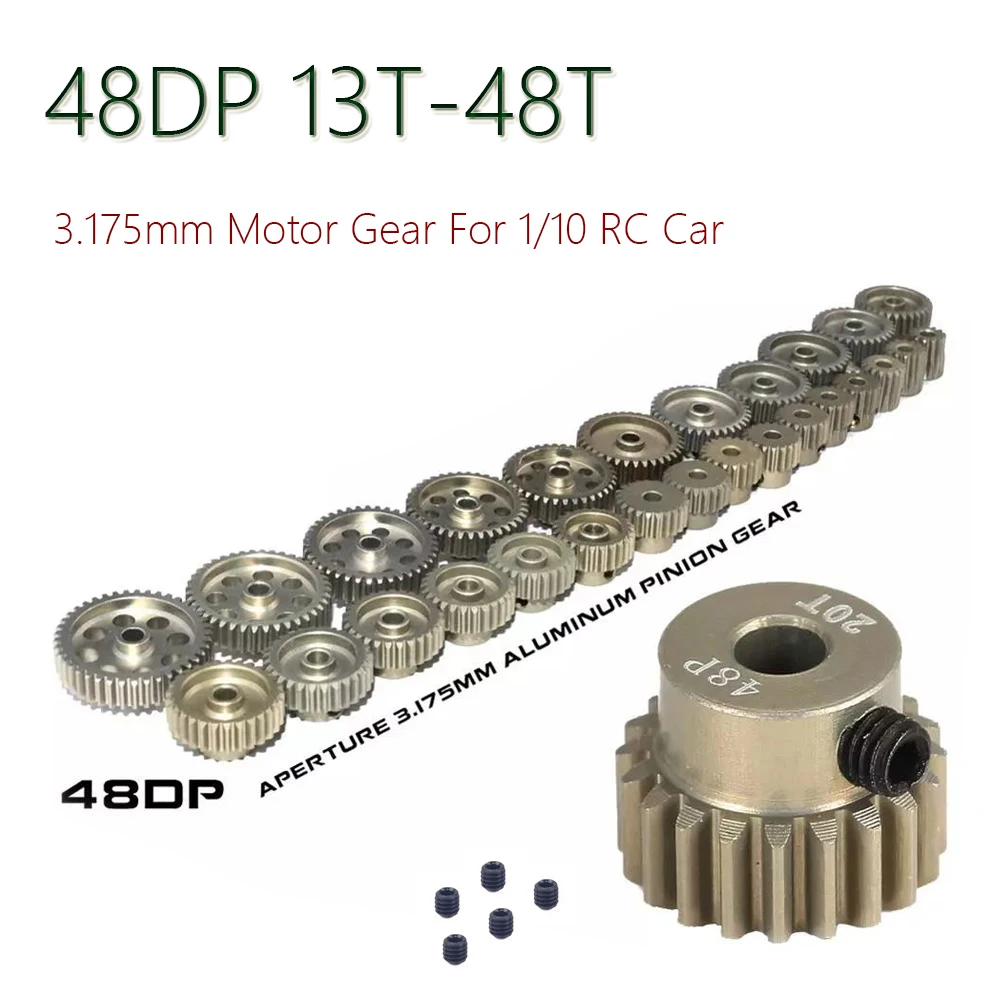 

RC car motor gear 48DP 3.175mm Pinion 13t to 48t for 1/18 1/16 1/12 1/10 1/8 RC Buggy Monster Truck drift car Off-road Crawler